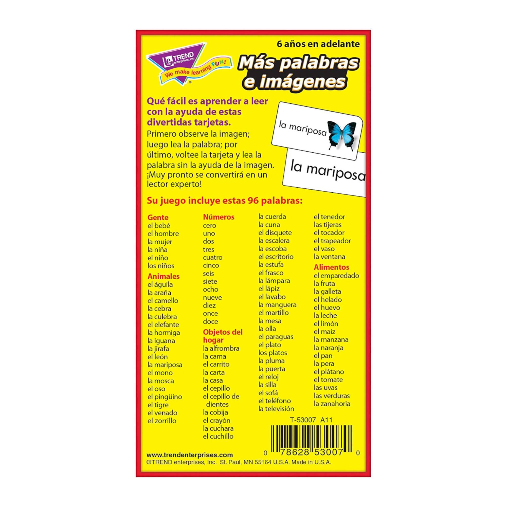 Trend Enterprises® Más palabras e imágenes (SP) Skill Drill Flash Cards